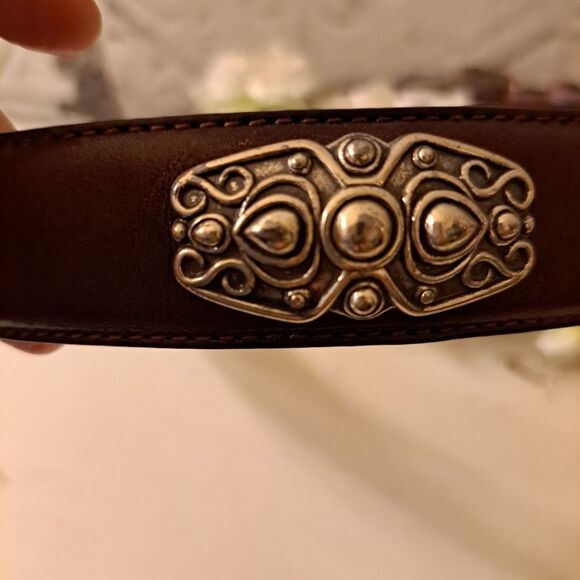 Fossil Leather Belt Vintage 70\'s Boho Style with Silver Hardware main image 4
